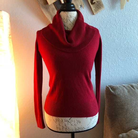 Carol Rose Sweaters - 4[Carol Rose] Red petite draped turtleneck